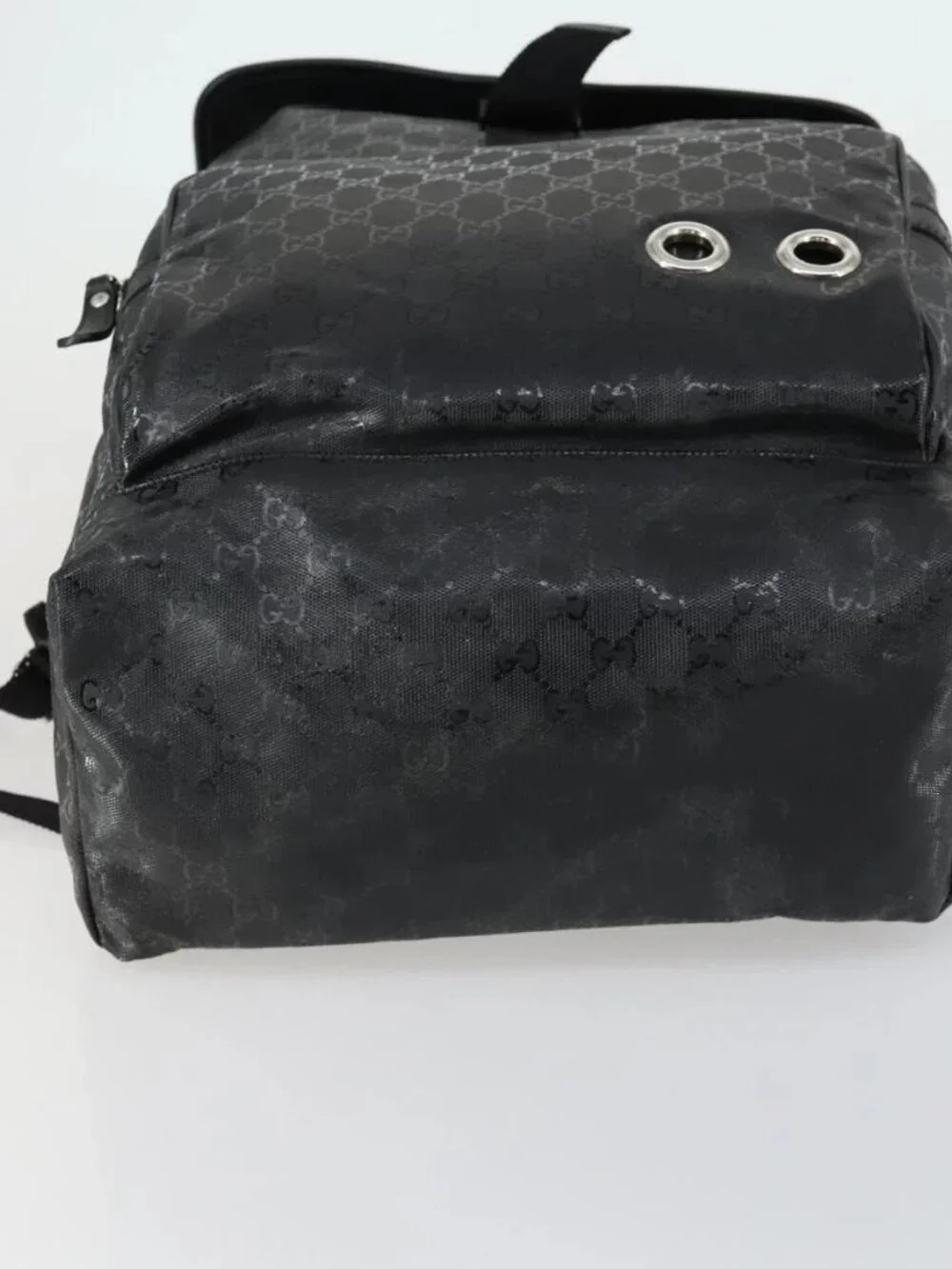 GUCCI GG Implementation Web Sherry Line Backpack Black Silver 347984 Auth ka1009